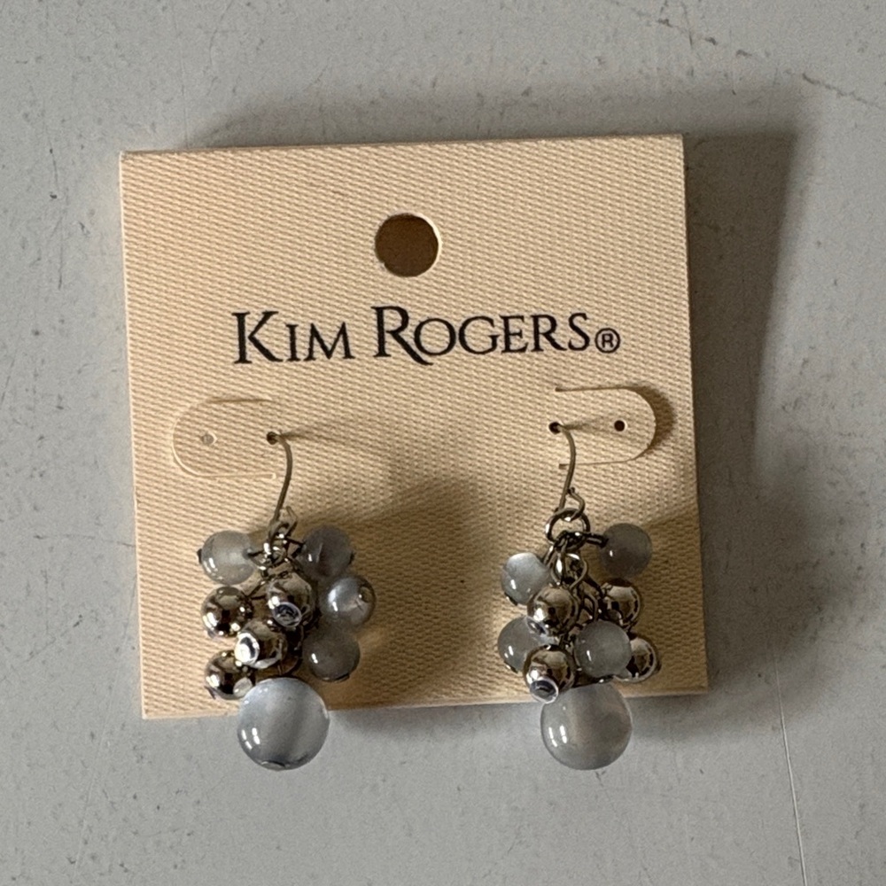 Kim Rogers Silver and Gray Cluster Earrings